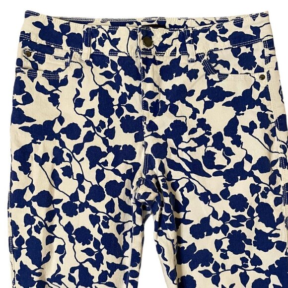 Dana Buchman Floral Jeans White with Blue - Picture 4 of 6